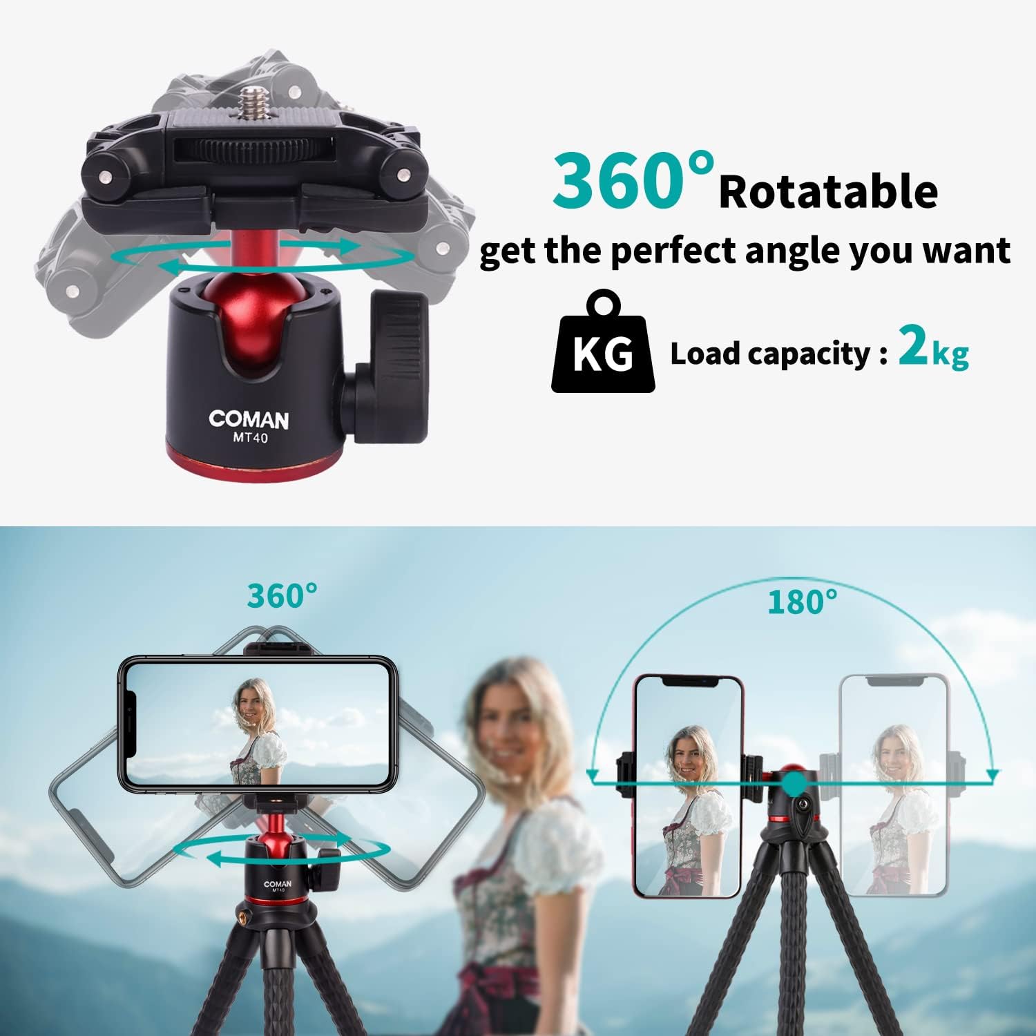 YouTube Starter Vlog Kit,COMAN Vlogging Kit Smartphone Camera 2-in-1 Tripod Stand+Microphone Light Kit,Perfect for Kids Vlogger Video Recording Fitness Yoga Tiktok