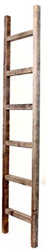 BarnwoodUSA Rustic 6 ft Decorative Ladder - 100% Reclaimed Wood Ladder, Weathered Gray
