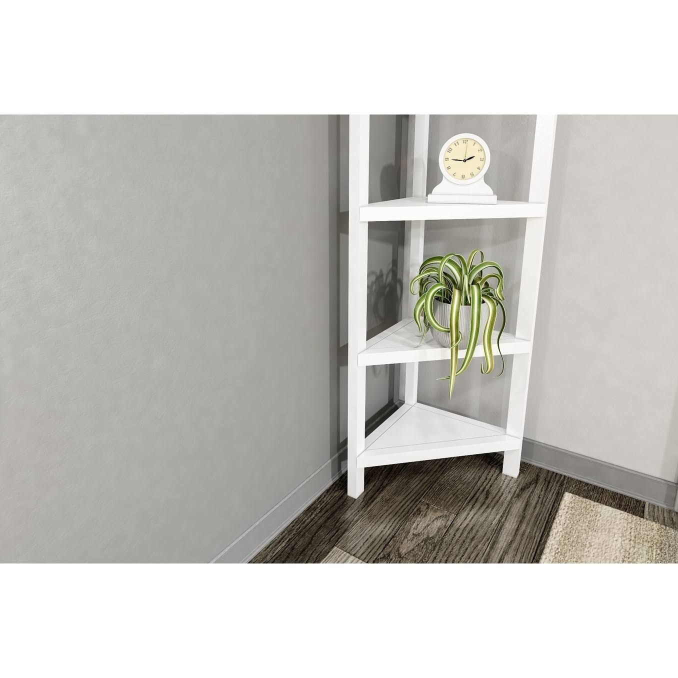 NewRidge Home Goods 5020-002 4-Tier Corner Wooden Bookcase White