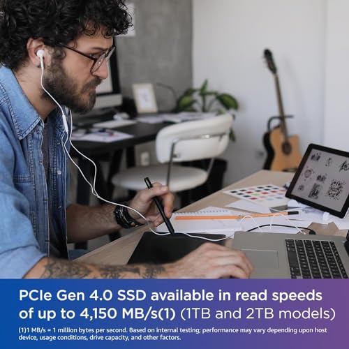 Western Digital 4TB WD Blue SN5000 NVMe Internal Solid State Drive SSD - PCIe Gen 4.0, M.2 2280, Up to 5,500 MB/s - WDS400T4B0E