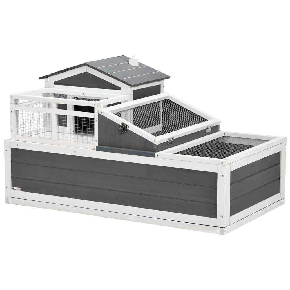PawHut 3-Room Tortoise Habitat House w/ Balcony &amp; 2 Stories Wooden Indoor/Outdoor Tortoise Enclosure - Pet Supplies online store