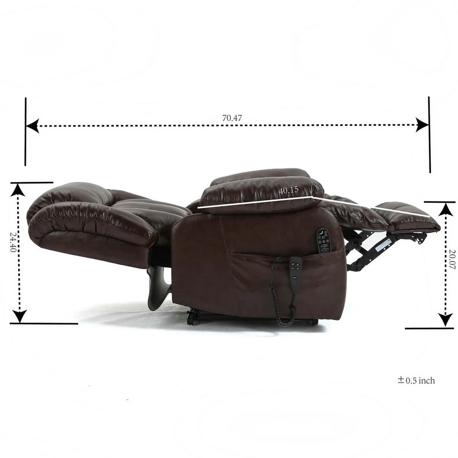 Oversized Dual Motor Lay Flat Power Lift Recliner Chairs for Elderly Adults,Brown Leather Electric Recliners Chair with 8-Point Vibration Massage Lumbar Heating,2 Side Pocket,23" Seat Width