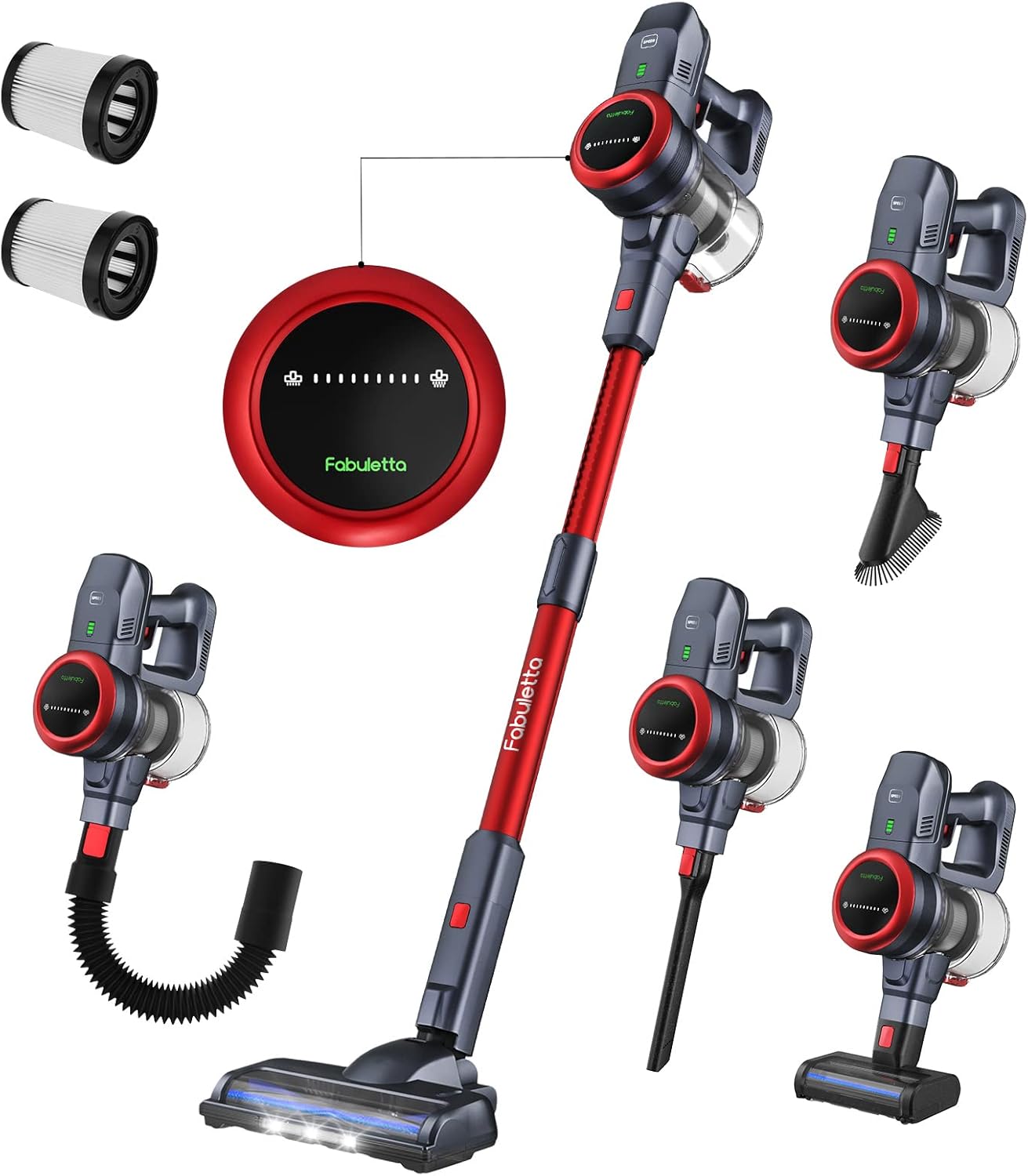 Fabuletta 10-in-1 Cordless Vacuum Cleaner - 24Kpa 250W Brushless Motor Stick Vacuum, Up to 45 Mins Max Runtime Detachable, Led Display, Lightweight Vacuum for Carpet Hard Floor Pet Hair