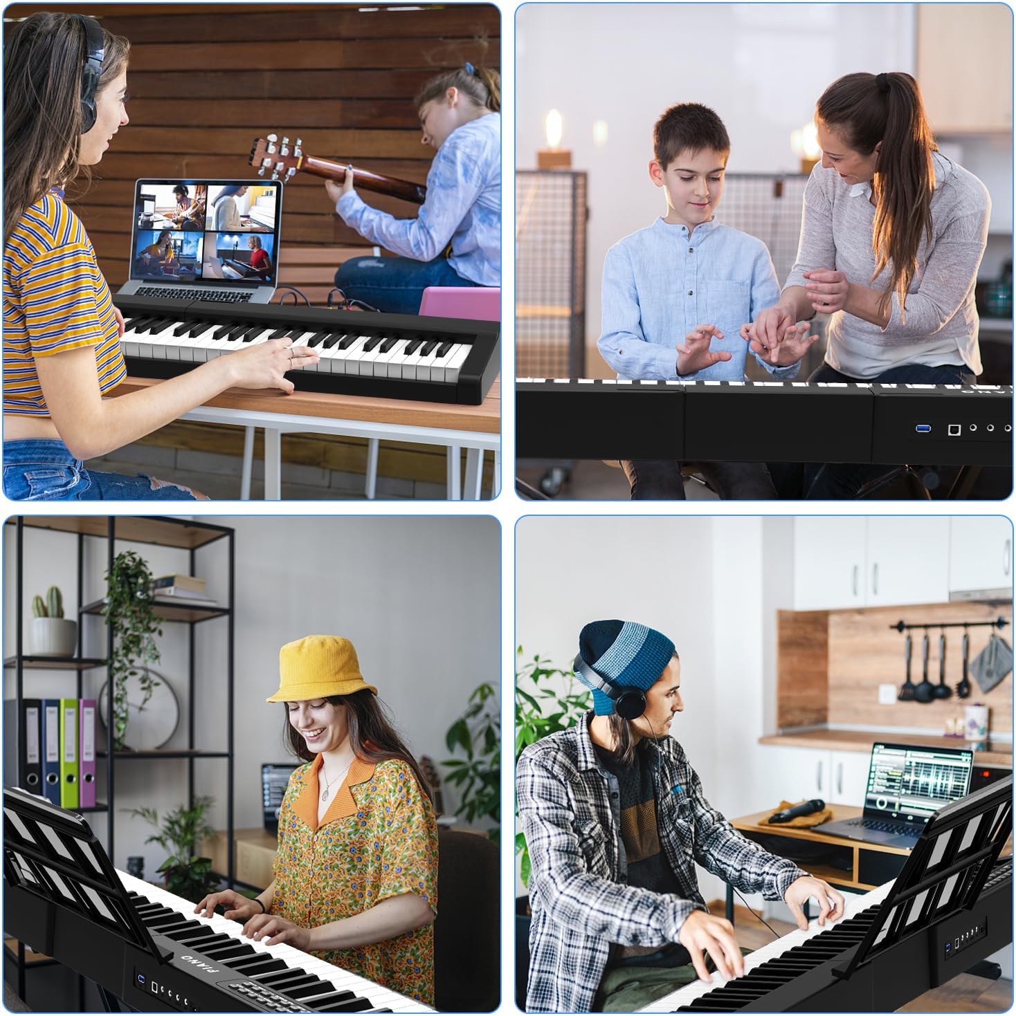 Digital Piano 88 Key Full Size Semi Weighted Electronic Keyboard Piano Set with Stand,Built-In Speakers,Electric Piano Keyboard with Sustain Pedal,Bluetooth,MIDI/USB/MP3 for Beginners Adults