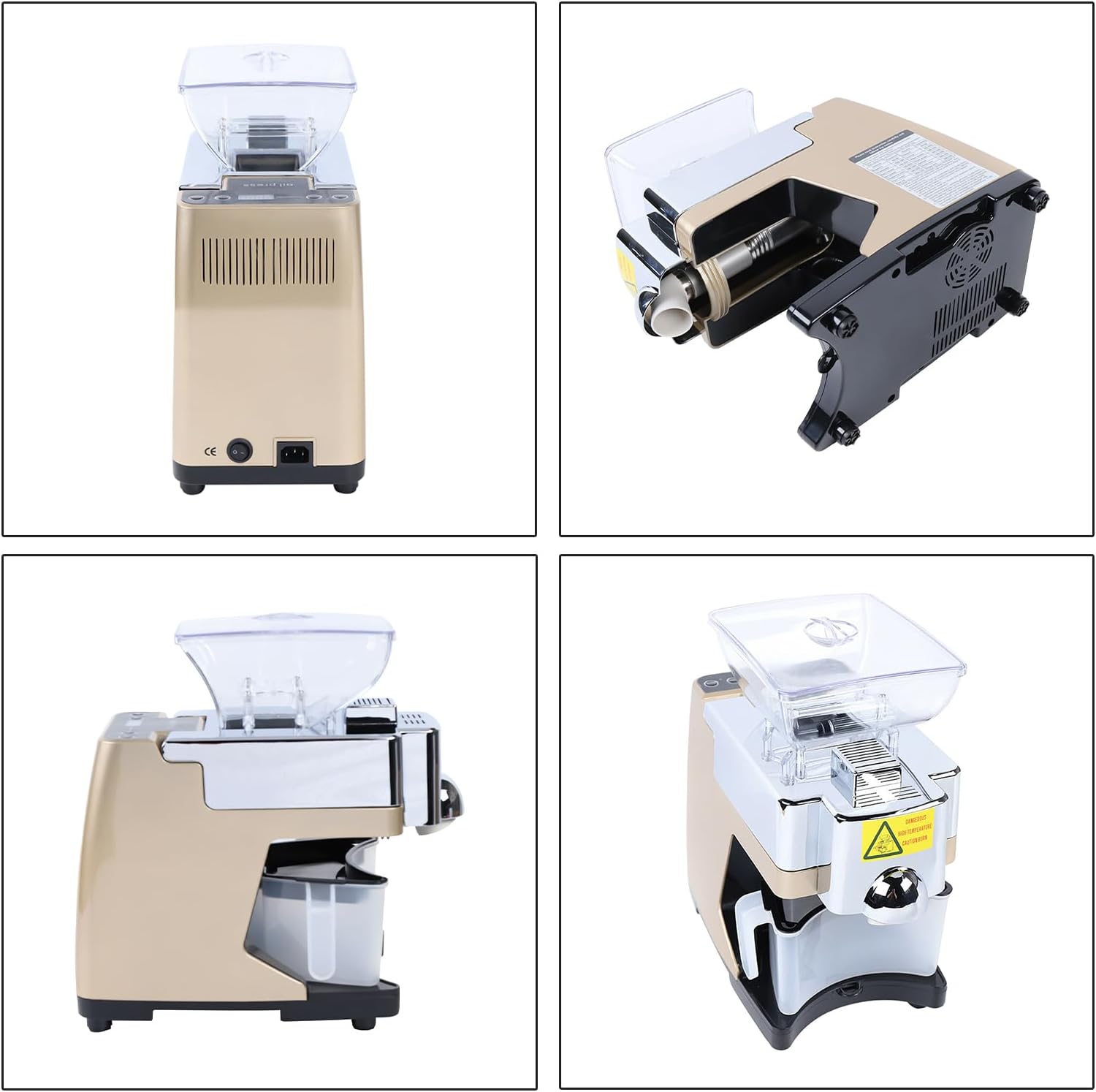 Fully Automatic Oil Press Machine, 530W Cold & Hot Oil Extractor, Stainless Steel Oil Expeller Press Mill, Household Organic Oil Press Mill Presser Maker
