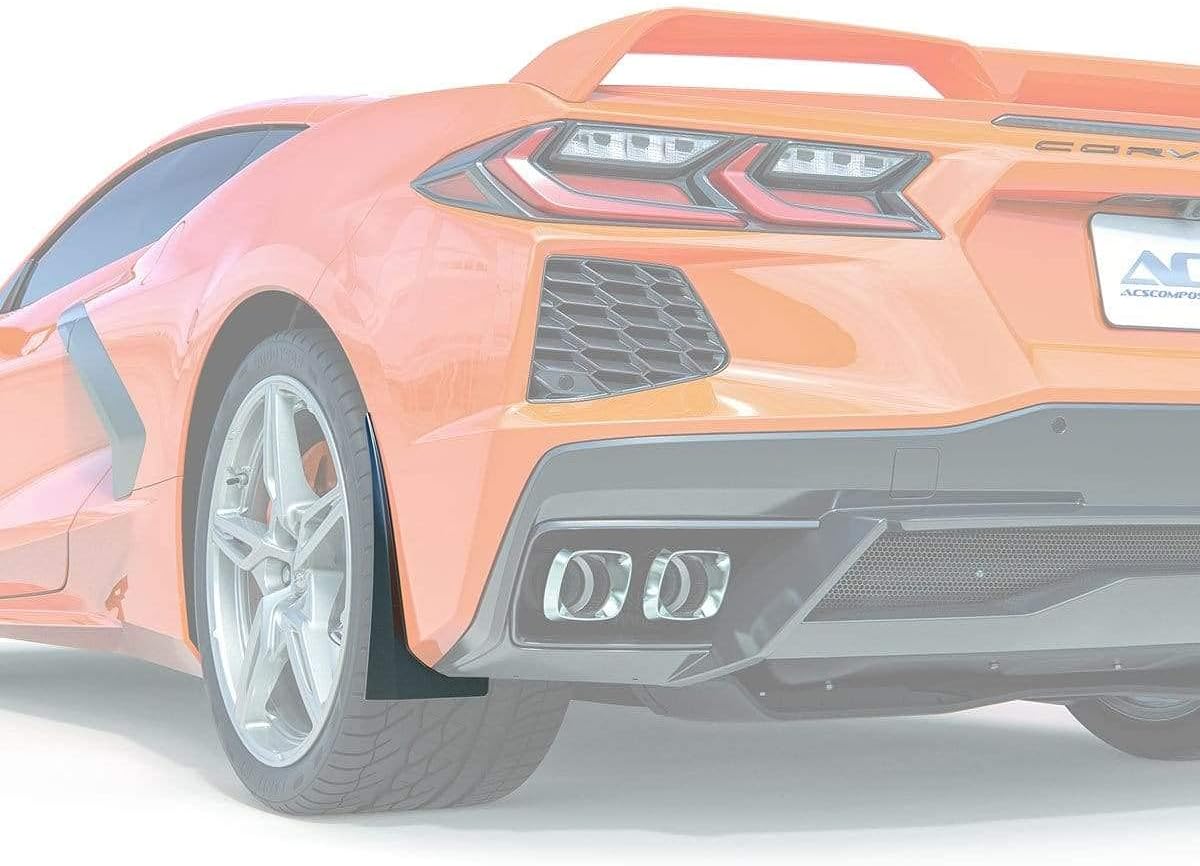 ACS Composite C8 Corvette Rock Guards Splash Guards Mud Flaps | Painted Carbon Flash Black | Fits 2020+ Z51 & Non-Z51