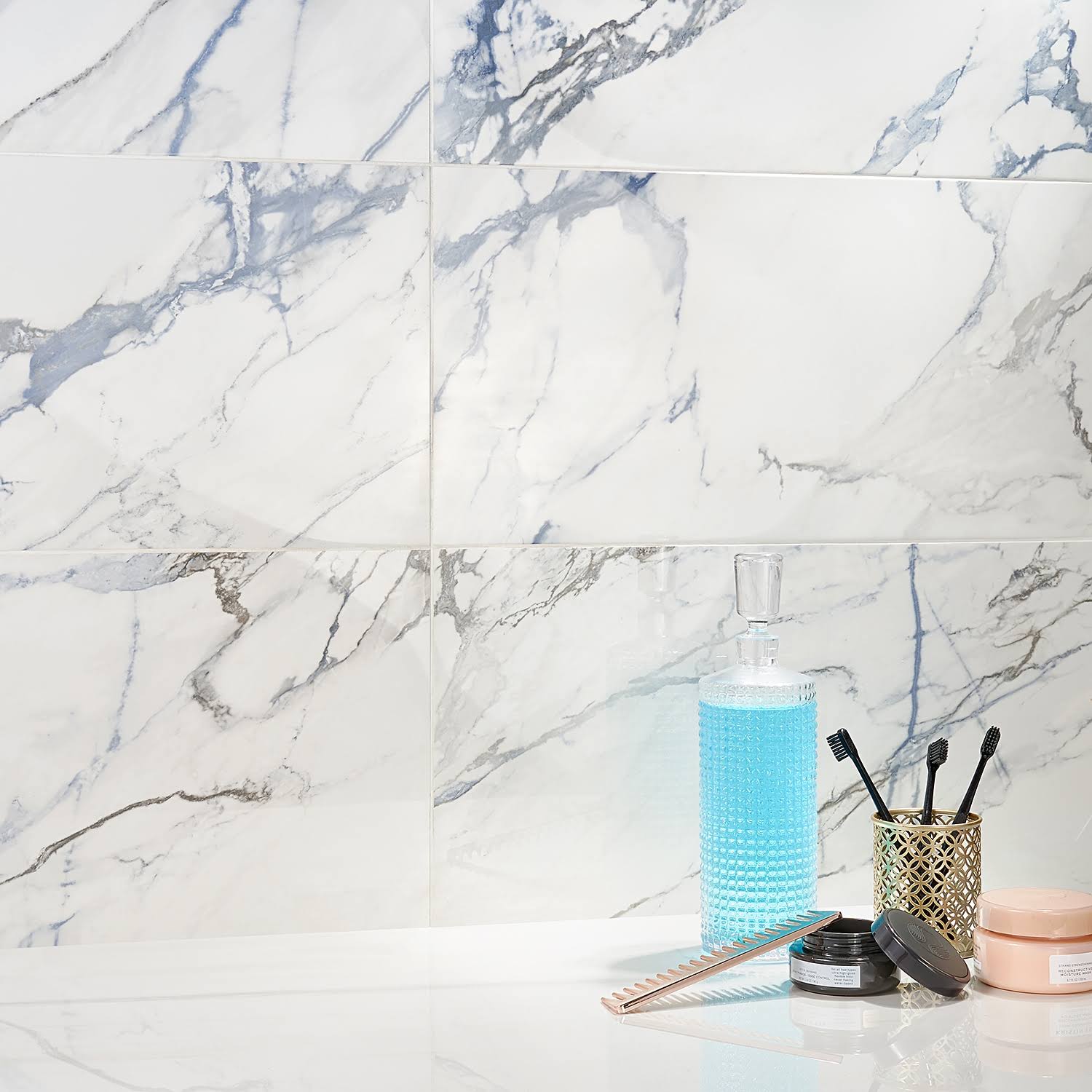 Ivy Hill Tile Calacatta Indigo 12 in. x 24 in. Polished Porcelain Floor and Wall Tile (6-Piece, 11.62 Sq. ft./Case)