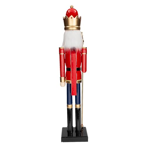 Fun Express 3 Ft. Large Classic Green Wooden Holiday Nutcracker with Scepter, Festive Christmas Decoration