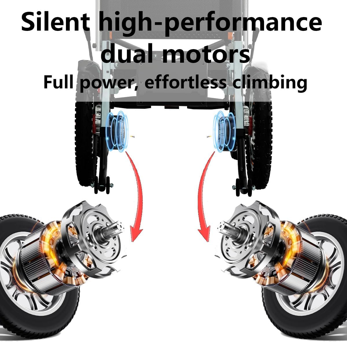 Electric Wheelchair for Adults 12 kilometer Long Travel Range Foldable All Terrain Motorized Wheelchair with 20AH Detachable Battery User Friendly Dual Brushless Motors