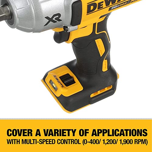 DEWALT 20V Max XR Impact Wrench Kit, Brushless, High Torque, Detent Pin Anvil, 1/2-Inch, Cordless (DCF899M1)
