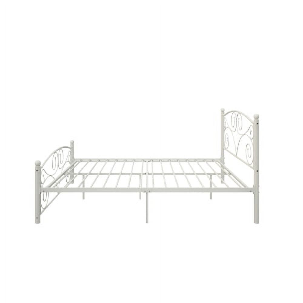 Full Size Unique Flower Sturdy System Metal Bed Frame with Headboard and Footboard - Modern Style Easy Assembly No Box Spring Needed