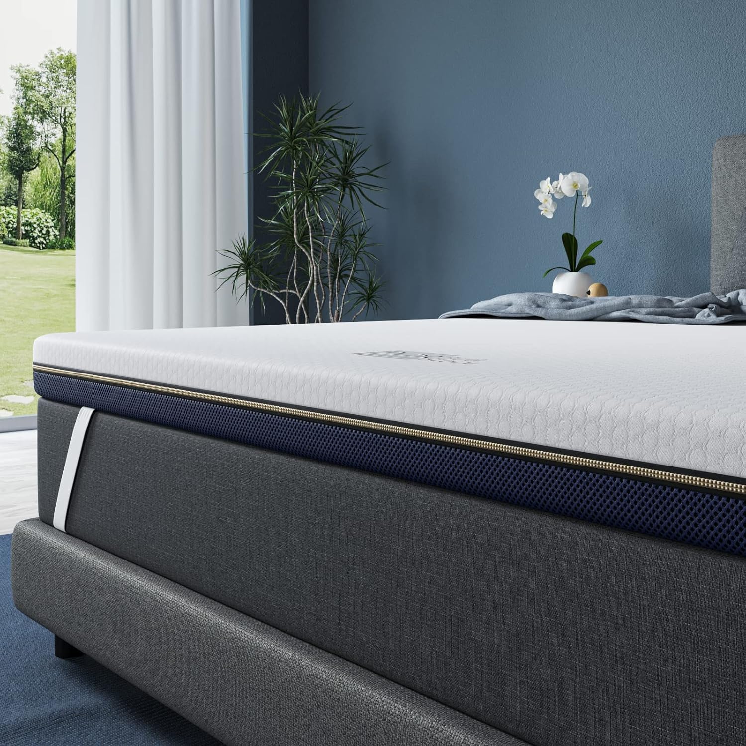 BedStory 4 Inch Firm Memory Foam Mattress Topper Queen Size - Extra Firm Bed Topper for Overweight Individuals, Back Pain Relief Enhanced Cooling Pad with Skin-Friendly Cover, CertiPUR-US Certified