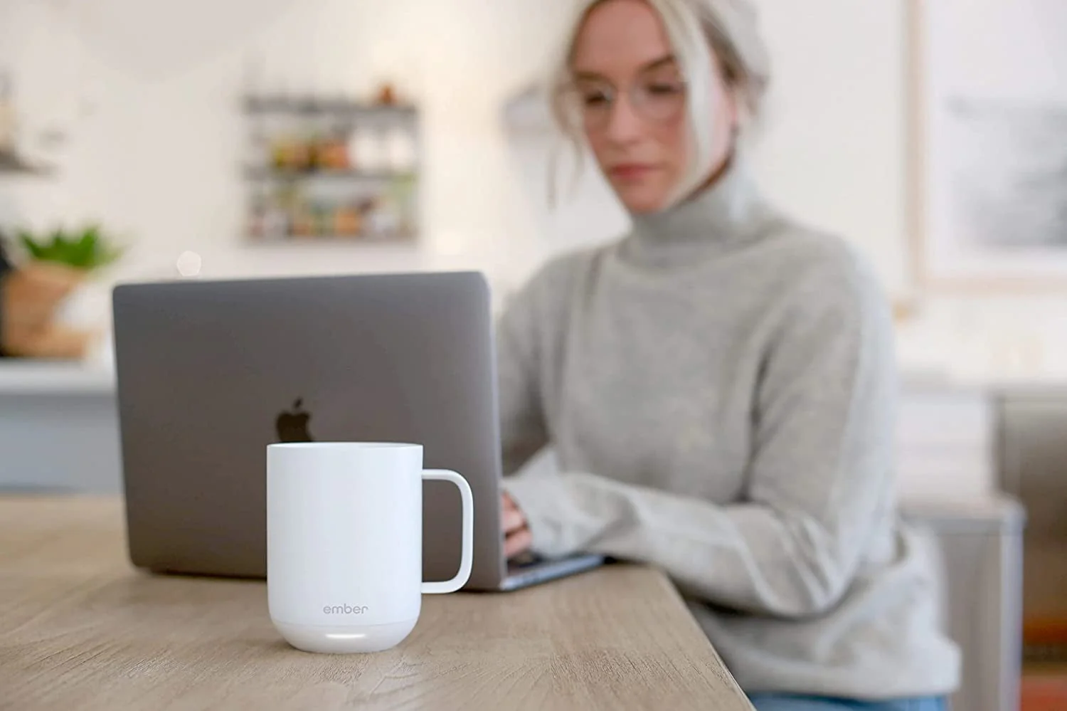 Ember Temperature Control Smart Mug 2, 14 oz, Grey, 80 min Battery Life | App Controlled Heated Coffee Mug | Improved Design with Clear Splash-Proof Sliding Lid