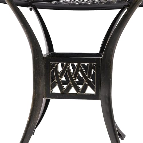 Patio Dining Table,Cast Aluminum Patio Table with Umbrella Hole, Outdoor Bistro Table for Backyard, Garden, Patio…