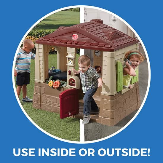 Step2 Neat & Tidy Cottage II Brown Playhouse Plastic Kids Outdoor Toy