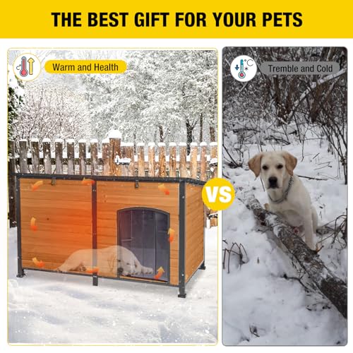 Aivituvin 59" Large Dog House 100% Insulated Dog Kennel with Liner for Winter,Waterpoof for Outdoor & Indoor Use.