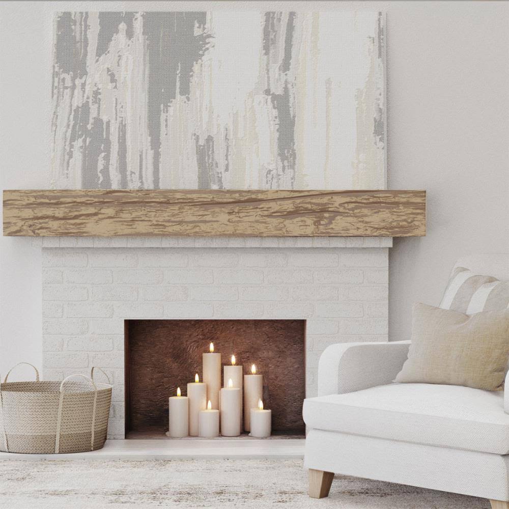 Ekena Millwork MANURW06X08X60NG 6x22H x 8x22D x 60x22W Riverwood Faux Wood Fireplace Mantel, Natural Golden Oak