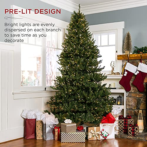 Best Choice Products 6ft Pre-Lit Hinged Douglas Full Fir Artificial Christmas Tree Holiday Decoration w/ 1,355 Branch Tips, 450 Warm White Lights, Easy Assembly, Foldable Metal Stand