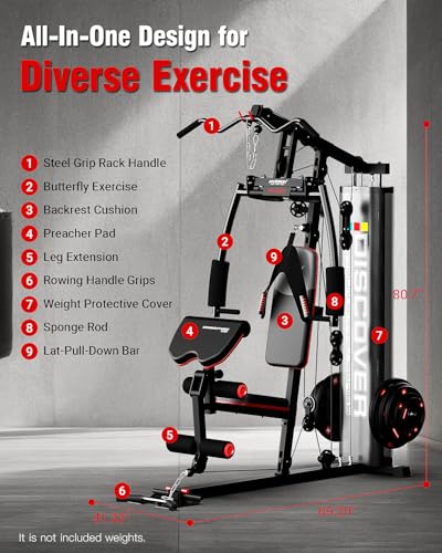 HARISON Home Gym - Full Body Workout Equipment, Exercise Equipment, Fitness Equipment, Multifunctional Home Gym Equipment for Home with Pulley System, Weight Bench, Rowing Machine