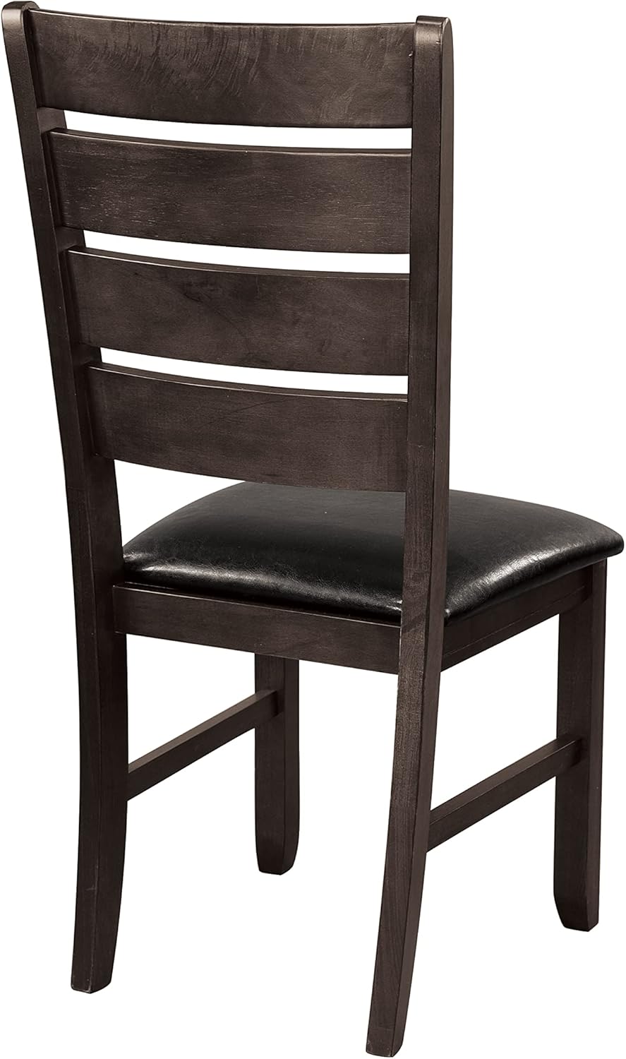 Contemporary Dark Oak Finish Dining 5pc Set Table w Self-Storing Leaf and 4X Side Chairs Solid Clean Lines Design Furniture