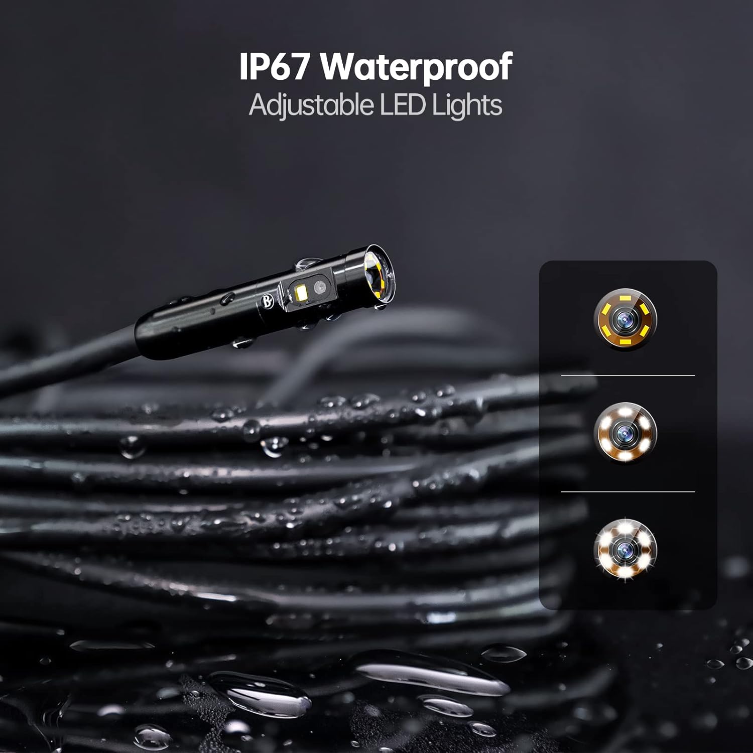 Triple Lens Endoscope, Anykit 1080P Borescope Inspection Camera with Light, IP67 Waterproof Snake Camera with 5 Inch Screen, HVAC Scope Camera 16.4FT Flexible Camera Probe, 32G Card, Storage Case