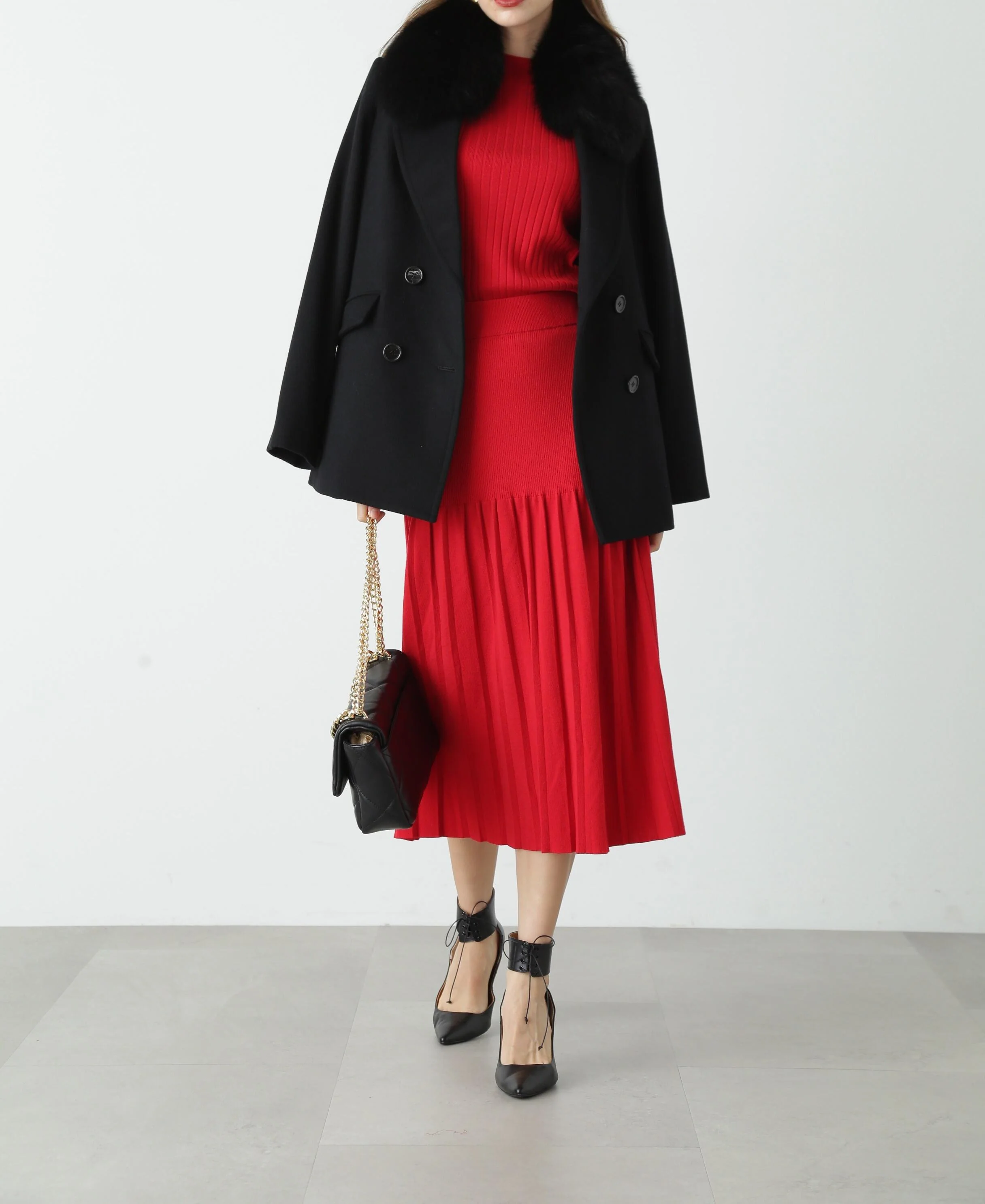 Knit-up pleated skirt