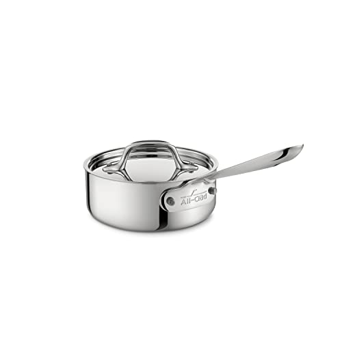 All-Clad D3 3-Ply Stainless Steel Sauce Pan with Lid 4 Quart, Induction, Oven Broiler Safe 600F, Multipurpose, Compatible w/ All Cooktops, For Restaurant or Home Kitchen, Pots & Pans, Cookware, Silver