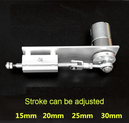 Small DIY Design Reciprocating Cycle Linear Actuator with DC Gear Motor 12V Stroke 15/20/25/30mm Adjustable 2~1000 RPM 1Pcs(Size:15rpm min)