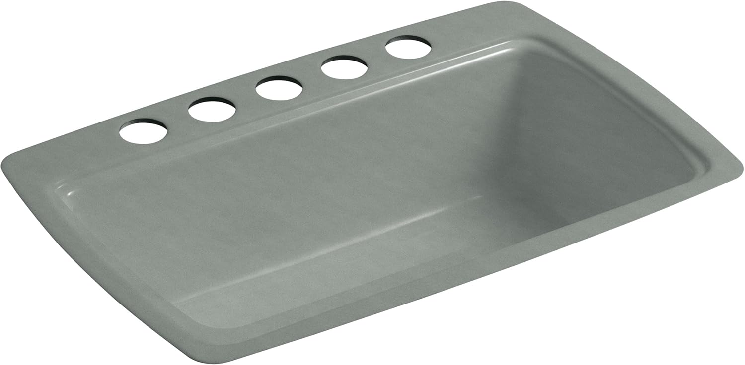 Kohler K-5864-5U-0 Cape Dory Undercounter Kitchen Sink, White, 2.375