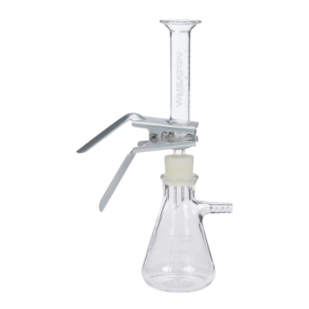 Wheaton Science Products 419327 Borosilicate Glass Vacuum Filter Assembly with 15 mL Graduated Funnel, Stainless Steel Support Screen, 25 mm