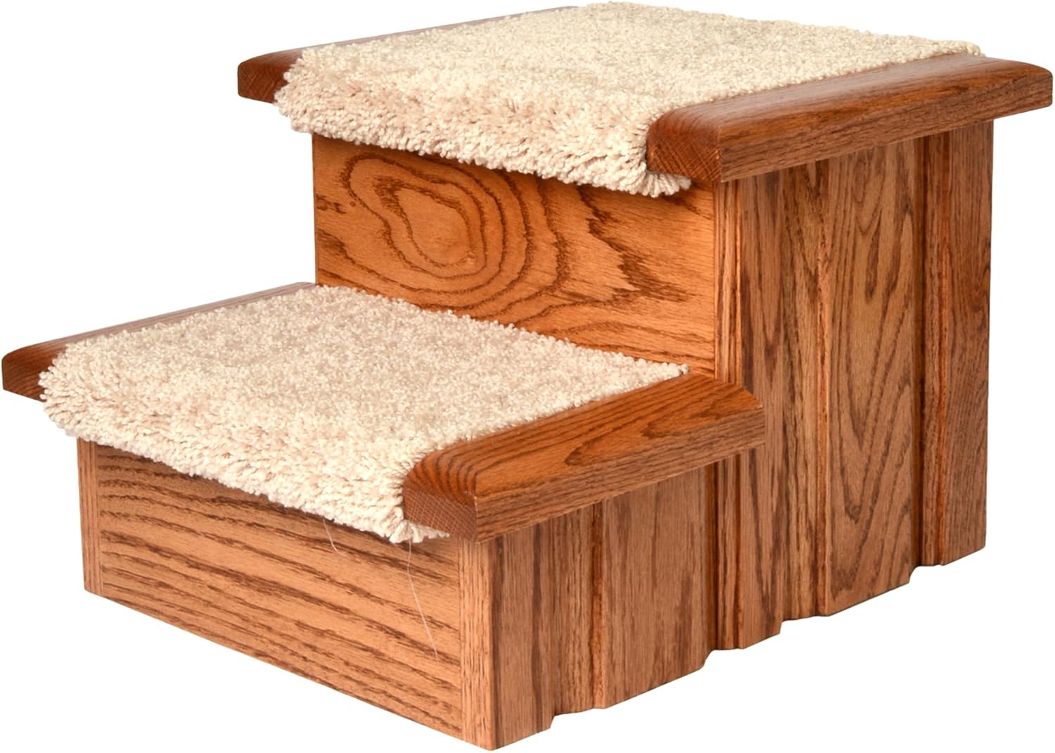 Premier Pet Steps Tall Raised Panel Dog Steps, Carpeted Tread with Stained Early American, 12-Inch Pack of 2