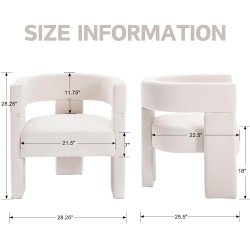 Modern Barrel Accent Chair Beige Fabric Chair Upholstered Armchair Comfy Living Room Chair Side Sitting Chair for Bedroom Reading