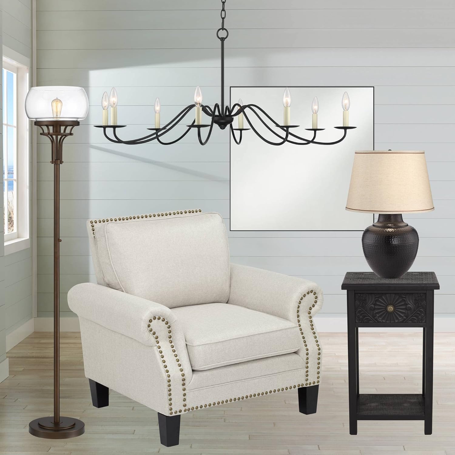 Franklin Iron Works Luz Modern Industrial Edison Bulb Floor Lamp Torchiere 72.5" Tall Oil Rubbed Bronze Clear Glass Standing Bright Lighting for Living Room Reading House Bedroom Home Office