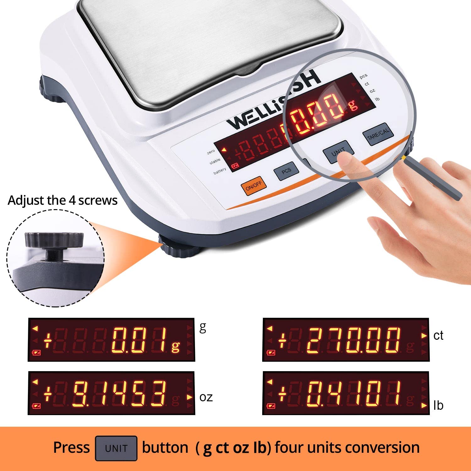 Lab Scale 2000g/0.01g High Precision Digital Scale Analytical Balance Electronic Scale for Kitchen Lab Weighing