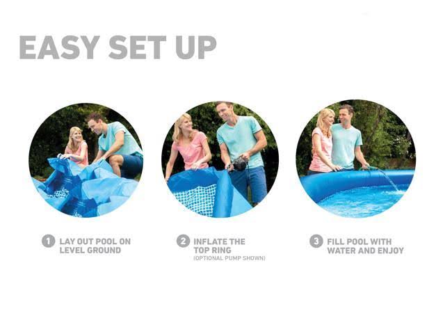 Intex 18& x 48x22 Inflatable Easy Set Above Ground Pool Set + Filter Cartridge (6)