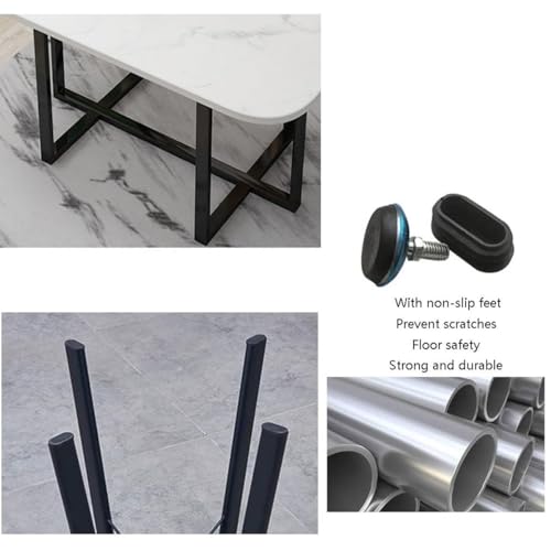 MAxba 90 * 150cm Oval Conference Dining Table and 6 Chairs Business Office Reception Table Set,PU seat surface,Wooden table top,Metal Frame (Color : Grey)