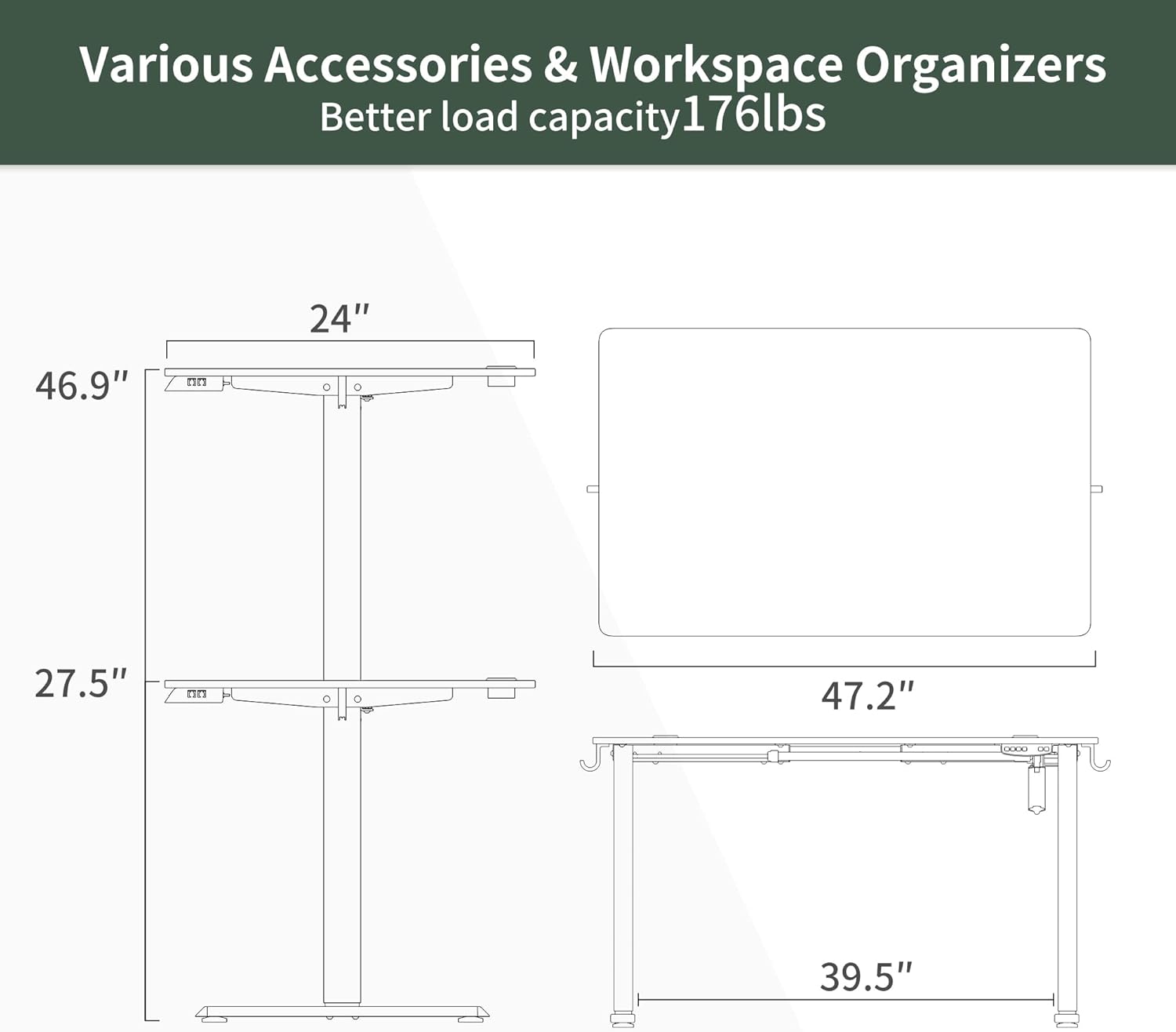 FEZIBO Whole-Piece 48''x24'' Standing Desktop, Height Adjustable Stand up Desk Rectangular Tabletop, Rustic Brown