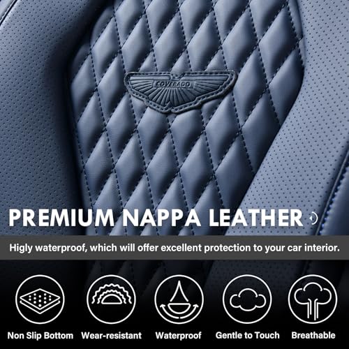 Coverado Seat Covers, Car Seat Covers Full Set, Black Car Seat Cover, Car Seat Covers Front Seats Back Seat Cover, Waterproof Car Seat Cushion,Leather Seat Cover Seat Protector Universal Fit Most Cars