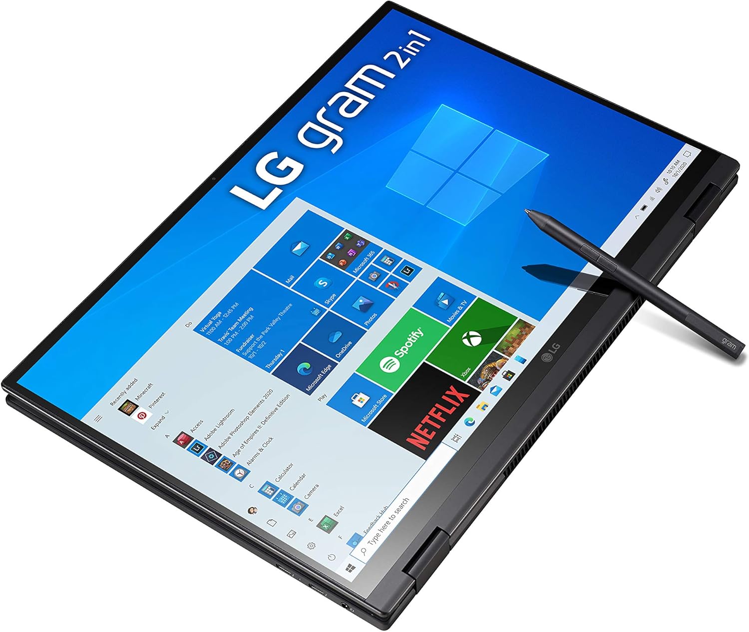 LG gram 16T90P - 16" WQXGA (2560x1600) 2-in-1 Lightweight Touch Display Laptop, Intel evo with 11th gen Core i7 1165G7 CPU, 16GB RAM, 2TB SSD, 21 Hours Battery, Thunderbolt 4, Black - 2021