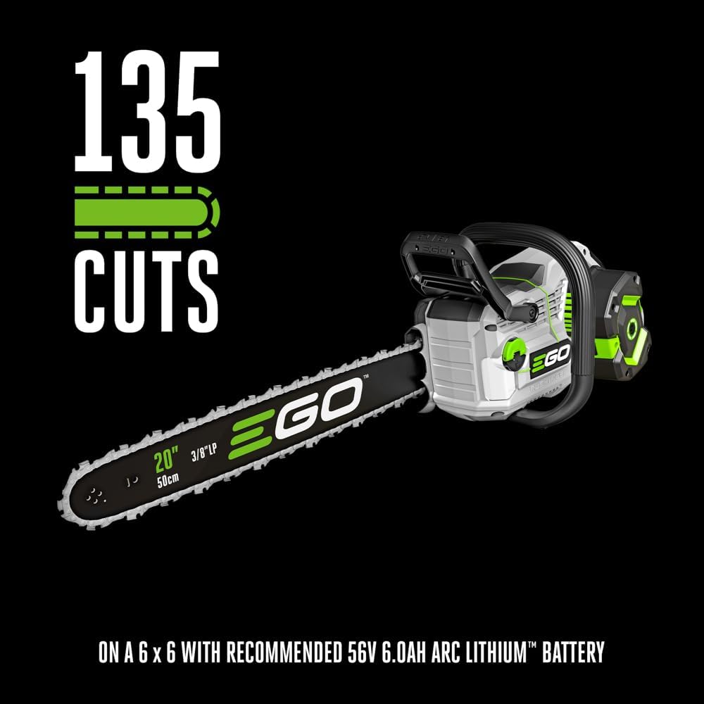 EGO Power+ CS2005 20-Inch 56-Volt Lithium-ion Cordless Chainsaw with Digital Display, LED Work Light, 6Ah Battery and 320W Charger