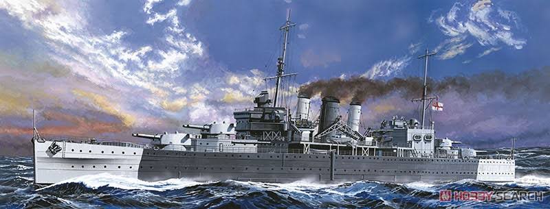 Aoshima Waterline 056745 Royal Navy Heavy Cruiser HMS Cornwall 1/700 Scale Kit - Plaza Japan