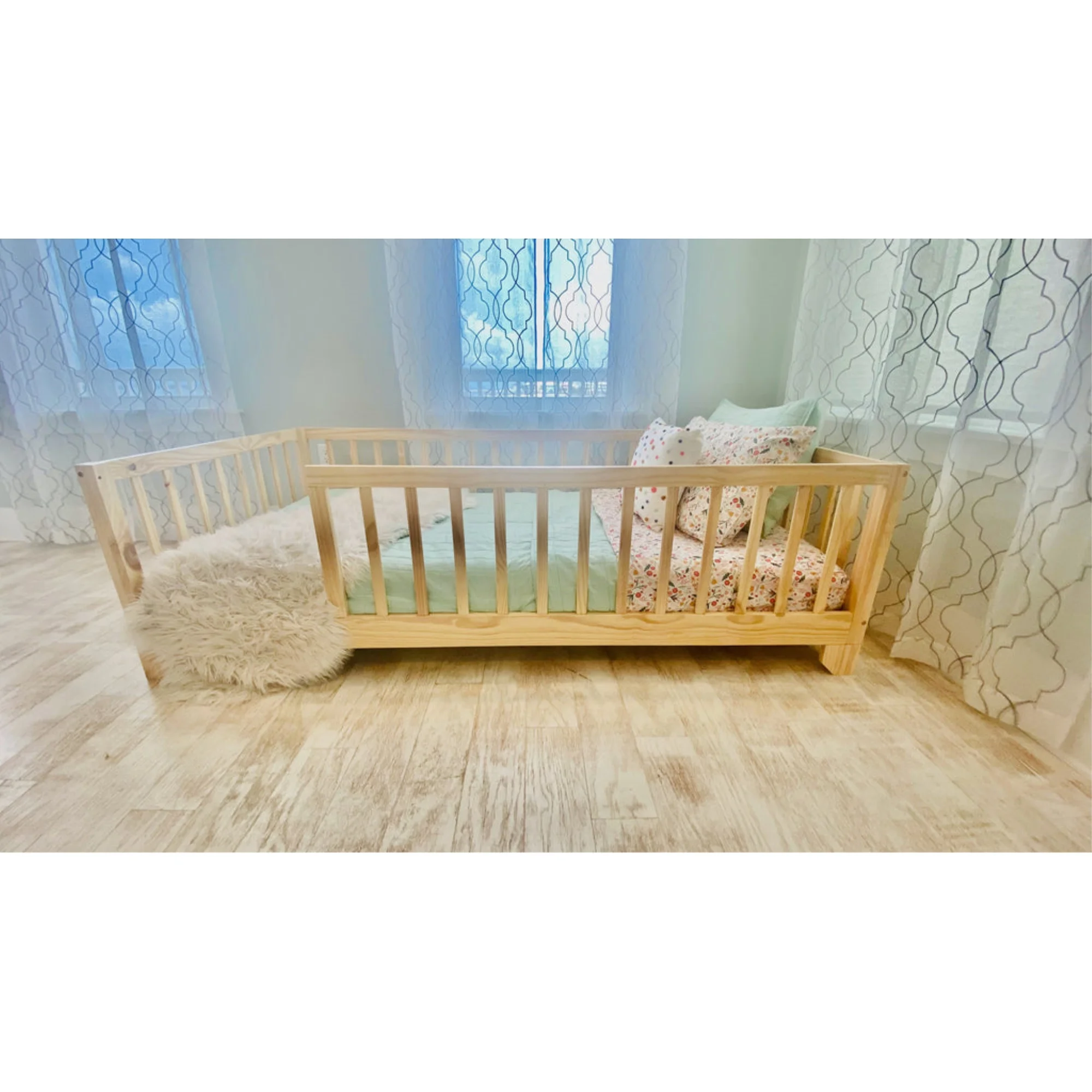 Convertible Floor Bed Frame with Rails