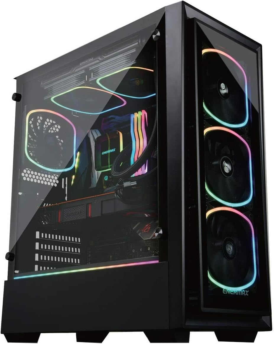 Enermax LIBLLUSION LL30 Addressable RGB ARGB Mid Tower Gaming PC Case Tempered Glass Pre-Installed Fans (X2), ECA-LL30-M1BB-ARGB