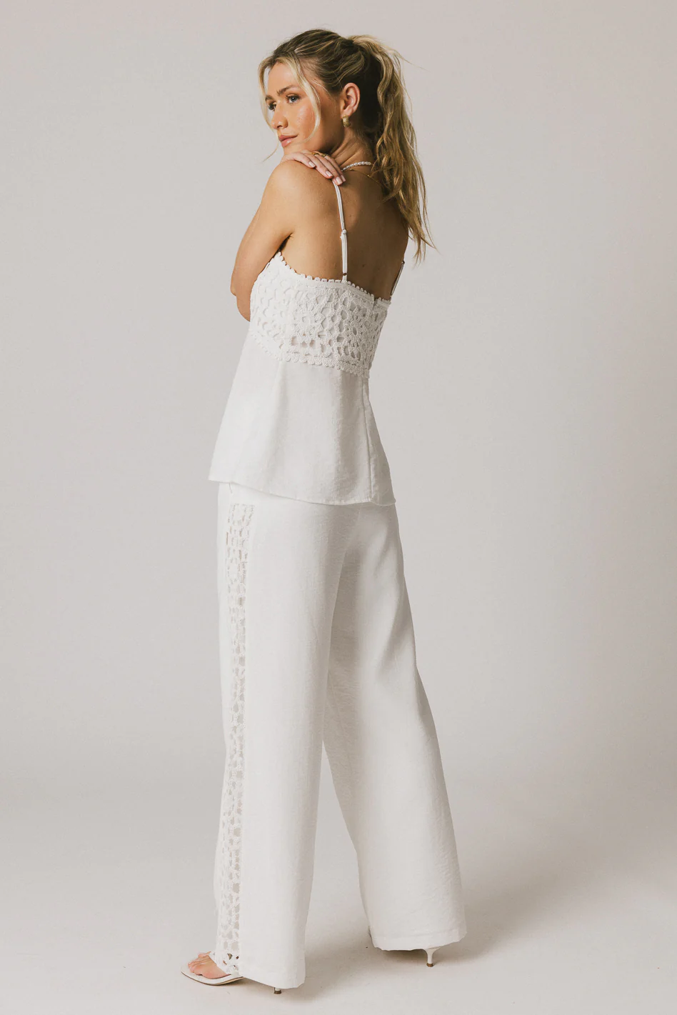 Karie Crochet Pants in White - FINAL SALE