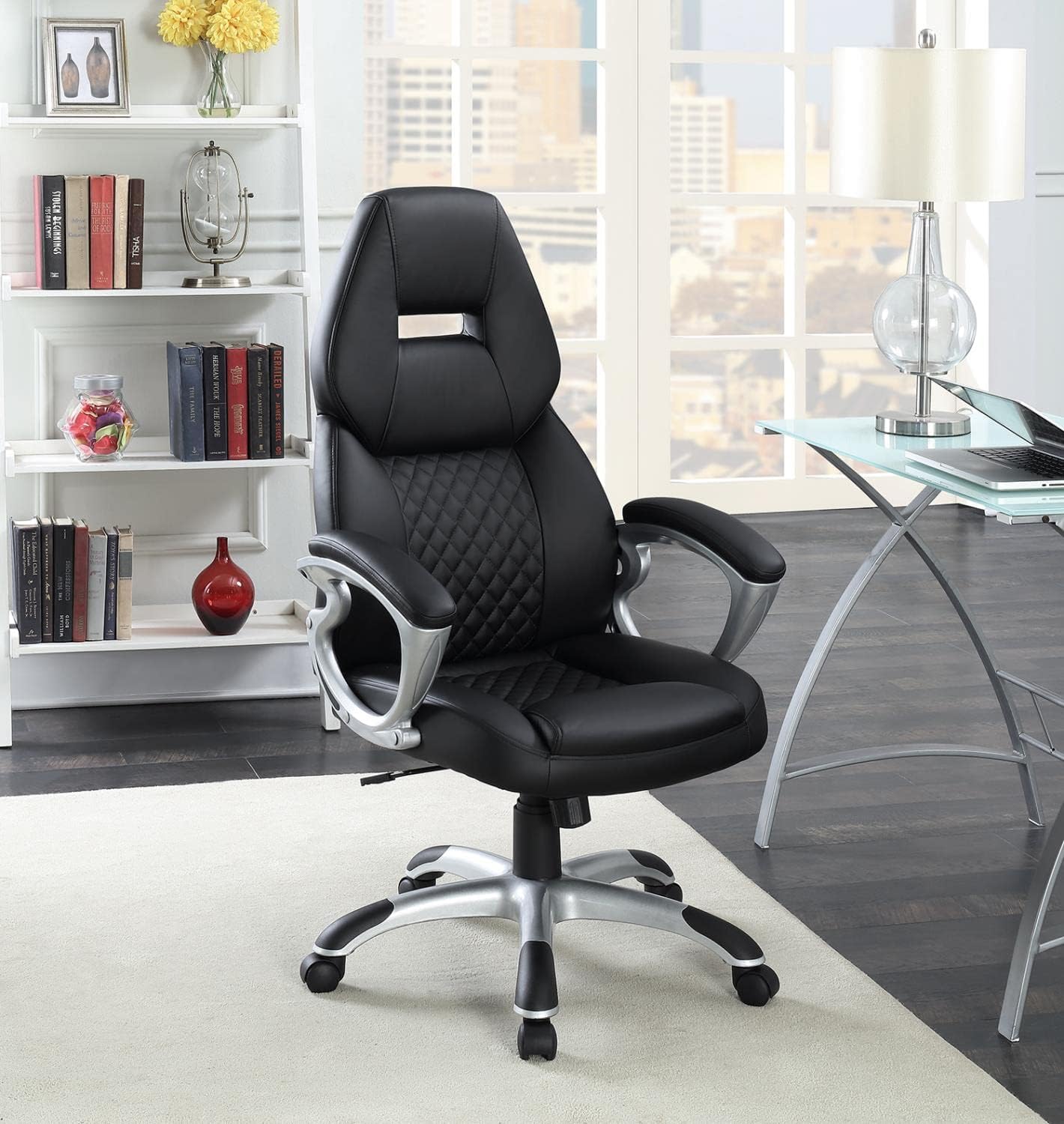 Coaster Furniture Office Chair Black Faux Leather Polyurethane 801296