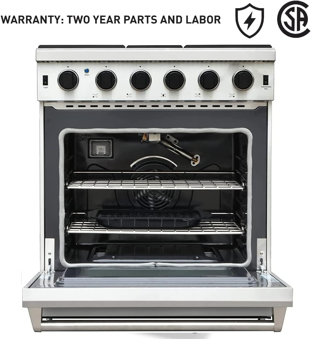 Thor Kitchen 30 in. 4.55 Cu. Ft. Freestanding Gas Range with 5 Burners, Continuous Cast Iron Grates, in Stainless Steel, LRG3001U