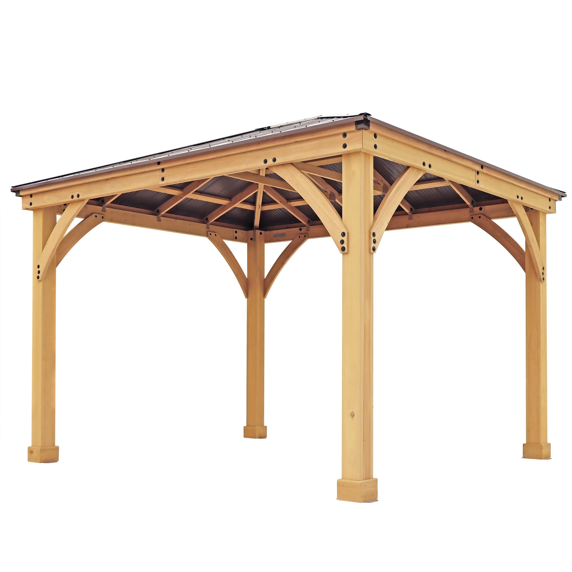 Yardistry 10 ft. × 12 ft. Meridian Cedar Gazebo with Aluminum Roof