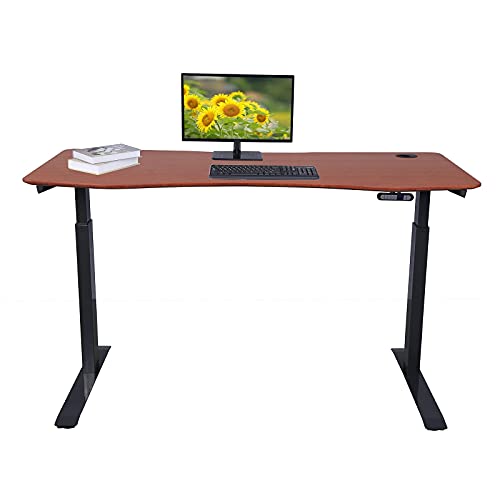 ApexDesk Elite Pro Series 71" x 33" Electric Height Adjustable Stand up Desk, Sit Stand Home Office Desk, Computer Desk - Curved Grey Top/Black Frame