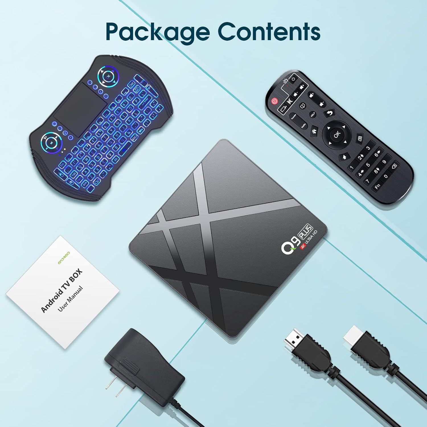 Android TV Box 11.0, Antfraer Q9PLUS Android TV Box 4GB RAM 64GB ROM with Wireless Mini Keyboard, RK3318 Quad Core 64 Bits Android Box with Dual-WiFi 2.4G/5G 6K/4K 3D USB 3.0 Smart TV Box Pack of 2