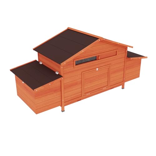 3-Tier Large Wooden Chicken Coop for 8-10 Chickens,Outdoor Walk-in Chicken Coop House with Run&Nesting Boxes,Hen House Poultry Pet Habitat Hutch Cage W/Pull Out Trays&Wire Fencing(95"×80"×83")